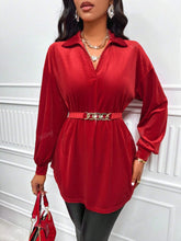 Solid Color Metal Decor Long Sleeve Simple Casual Top